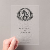 馬モノグラムエレガント馬術結婚人の澄ん アクリル招待状 (インサイチュ (ポータブル))