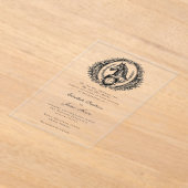 馬モノグラムエレガント馬術結婚人の澄ん アクリル招待状 (レイダウン)