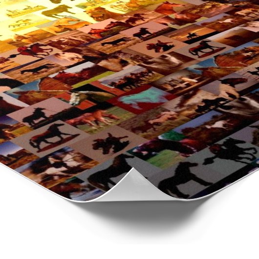 馬モンタージュのモザイクコラージュ ポスター (角)