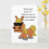 馬ユーモアのあるデザインパーソナライズされた21歳 カード (黄色い花)