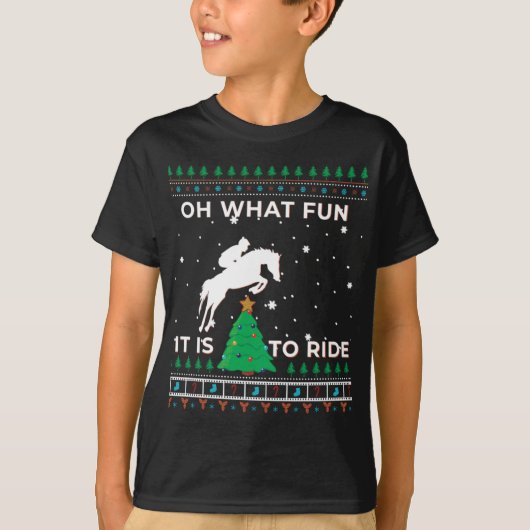 馬ライダーエクエストランカウボーイ醜いクリスマス汗 Tシャツ (正面)