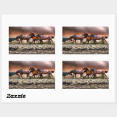 馬ランニングのステッカー 長方形シール (シート)