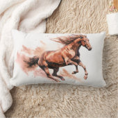 馬ランニングの水彩色 ランバークッション (ブランケット)
