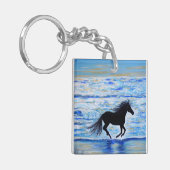 馬ランニングの自由は海の絵画近く キーホルダー (正面左)