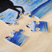 馬ランニングの自由は海の絵画近く ジグソーパズル (側面)