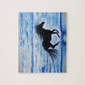 馬ランニングの自由は海の絵画近く ジグソーパズル (縦)