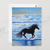 馬ランニングの自由は海の絵画近く ポストカード (正面/裏面)