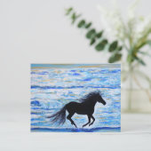 馬ランニングの自由は海の絵画近く ポストカード (スタンド正面)
