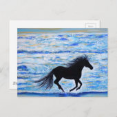 馬ランニングの自由は海の絵画近く ポストカード (正面/裏面)