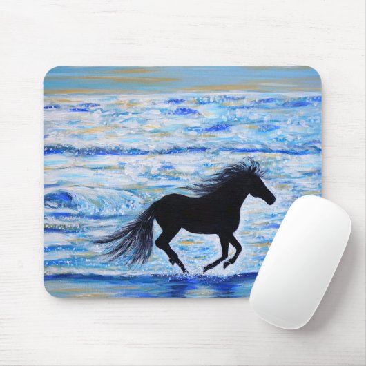 馬ランニングの自由は海の絵画近く マウスパッド (マウス)