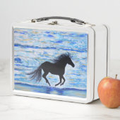 馬ランニングの自由は海の絵画近く メタルランチボックス (インサイチュ)