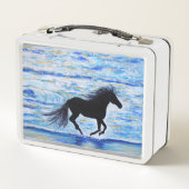馬ランニングの自由は海の絵画近く メタルランチボックス (裏面)