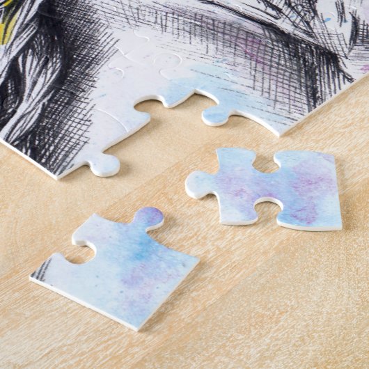 馬ランニング水彩画ウマ科の法 ジグソーパズル (側面)