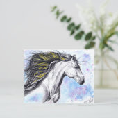 馬ランニング水彩画ウマ科の法 ポストカード (スタンド正面)