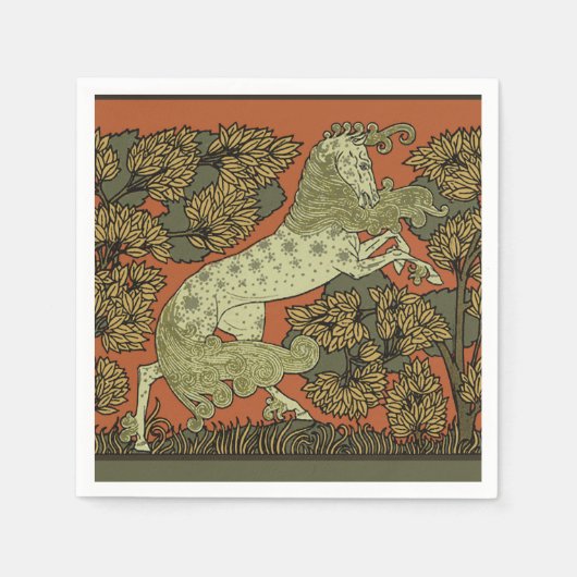 馬中世の芸術工芸品アールヌーボー スタンダードカクテルナプキン (正面)