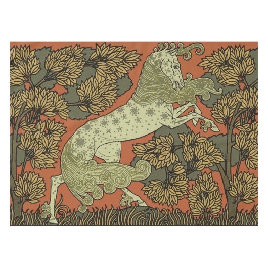 馬中世の芸術工芸品アールヌーボー テーブルクロス (正面(横))