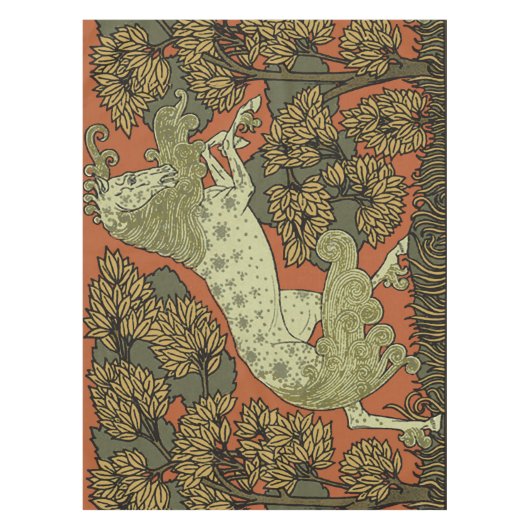 馬中世の芸術工芸品アールヌーボー テーブルクロス (正面)