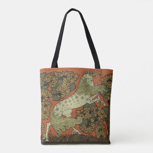 馬中世の芸術工芸品アールヌーボー トートバッグ (裏面)