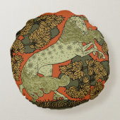 馬中世の芸術工芸品アールヌーボー ラウンドクッション (裏面)