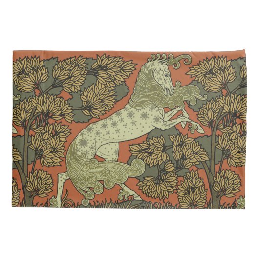 馬中世の芸術工芸品アールヌーボー 枕カバー (裏面)
