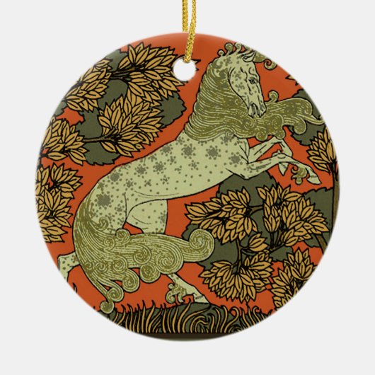 馬中世アーツクラフツ新しい セラミックオーナメント (正面)