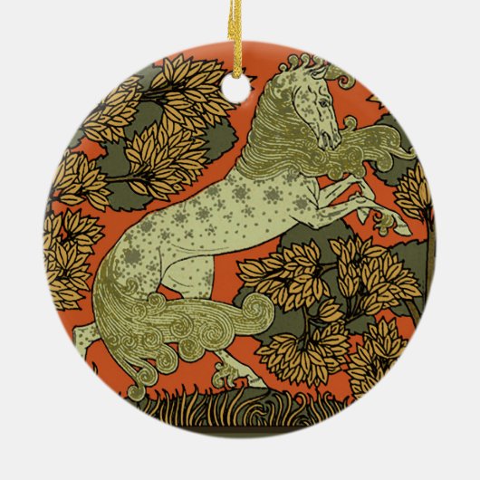 馬中世アーツクラフツ新しい セラミックオーナメント (裏面)