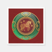 馬中国ののジェイド新年 スタンダードカクテルナプキン (正面)