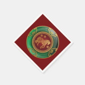 馬中国ののジェイド新年 スタンダードカクテルナプキン (角)