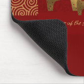 馬中国のの年赤い金ゴールド マウスパッド (コーナー)