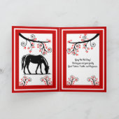 馬中国のの正月と赤い花 シーズンカード (内部)