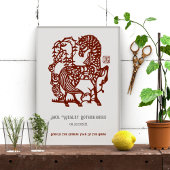 馬中国の〔占星術の〕十二宮図誕生日プリント贈答年 ポスター