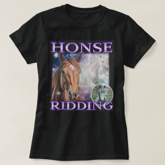 馬乗りジョーク 馬 メンズ レディース Tシャツ (デザイン正面)