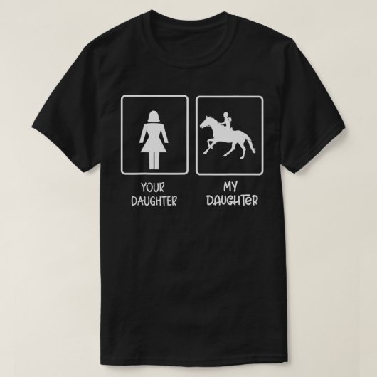 馬乗り娘おもしろい乗馬恋人 Tシャツ (デザイン正面)