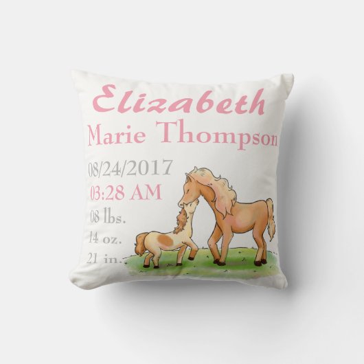 馬乗馬愛ベビーの発表の誕生 クッション (正面)