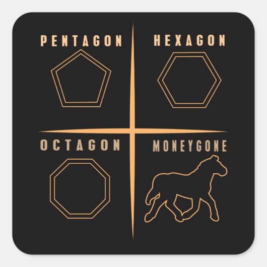 馬五角形8角形マネゴおもしろい スクエアシール (正面)