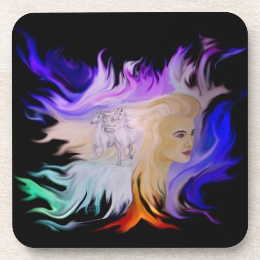 馬付き女性 コースター (正面)