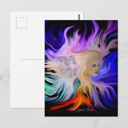 馬付き女性 ポストカード (正面/裏面)