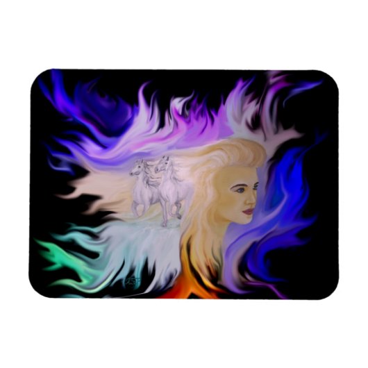 馬付き女性 マグネット (横)