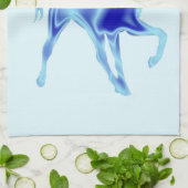 馬付き青キッチンタオル キッチンタオル (折り畳み)