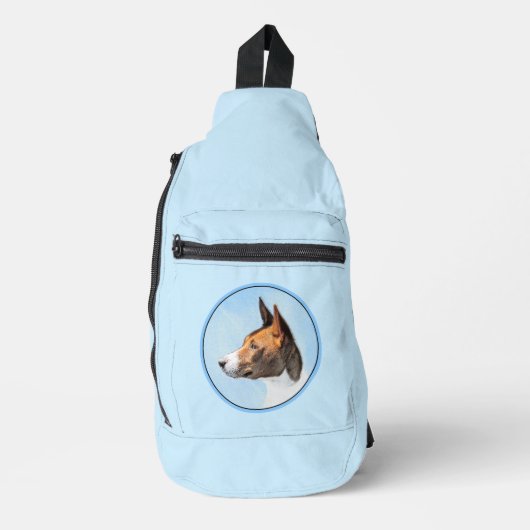 馬仙寺絵を描の栗赤ブリンドルかわいい犬アート スリングバッグ (正面)