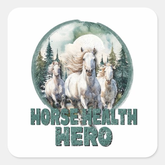 馬健康ヒーローヴィンテージ獣病院ウマ科の スクエアシール (正面)
