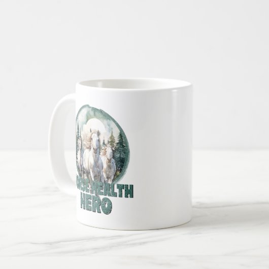馬健康ヒーロー、ヴィンテージ馬術白い馬 コーヒーマグカップ (正面左)