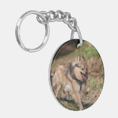 馬具とのポメラニア犬のランニング キーホルダー (正面左)