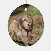馬具とのポメラニア犬のランニング セラミックオーナメント (左)