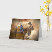 馬具のデジタル芸術の荷車を引くなチーム カード (黄色い花)