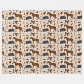 馬具の馬模様 フリースブランケット (正面(横))