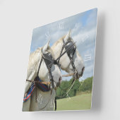 馬具のPercheronの馬 スクエア壁時計 (傾斜)