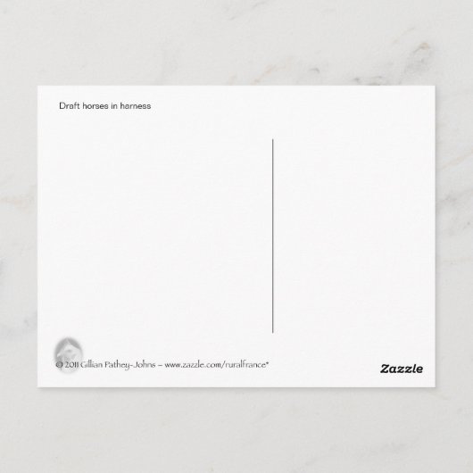馬具荷車を引く付きの馬 ポストカード (裏面)