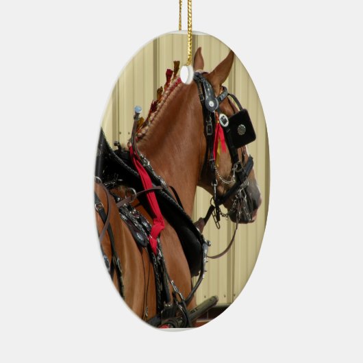 馬具-両面オーナメントのベルギーの馬 セラミックオーナメント (右)