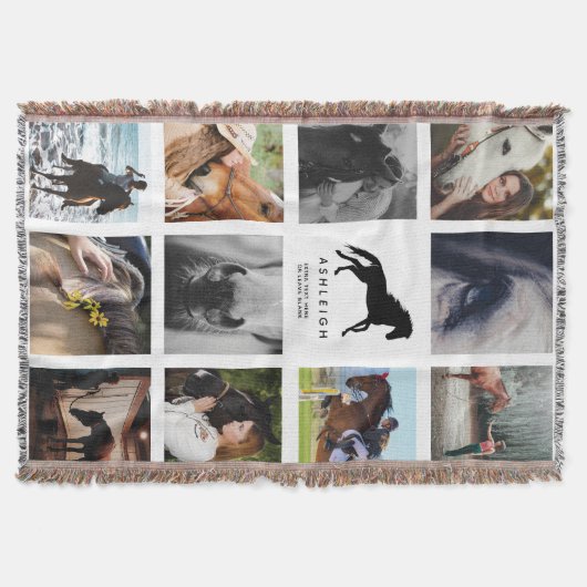 馬写モダン真コラージュエクエストリアンキープサケ スローブランケット (正面)